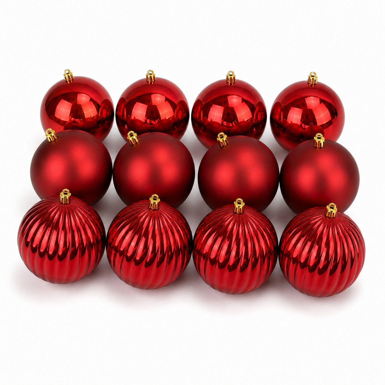 Red Shatterproof Baubles (10cm) – Pack of 12