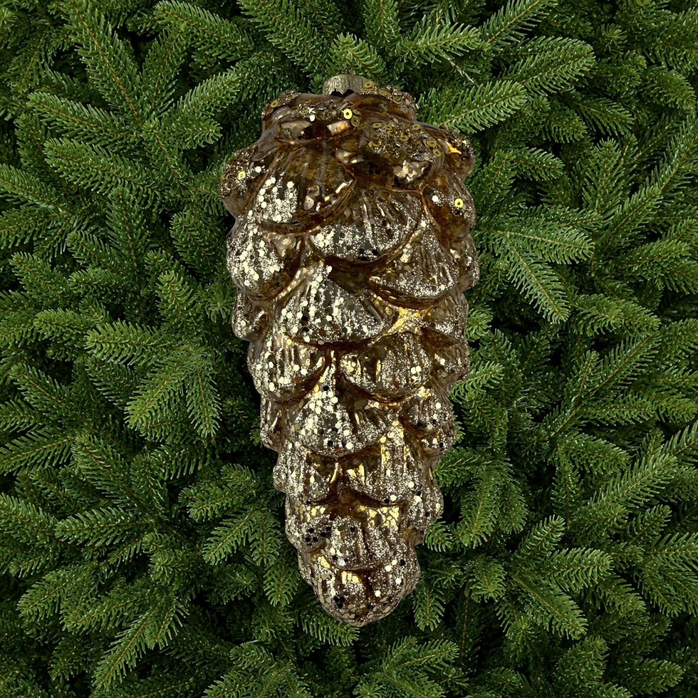 Thumbnail: Champagne Pine Cone Glass Bauble - Set of 4