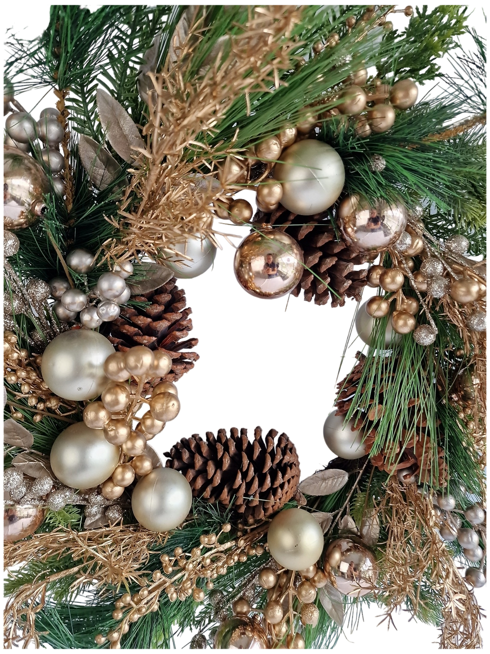 Thumbnail: Champagne and Gold Pine Cone Wreath - 60cm