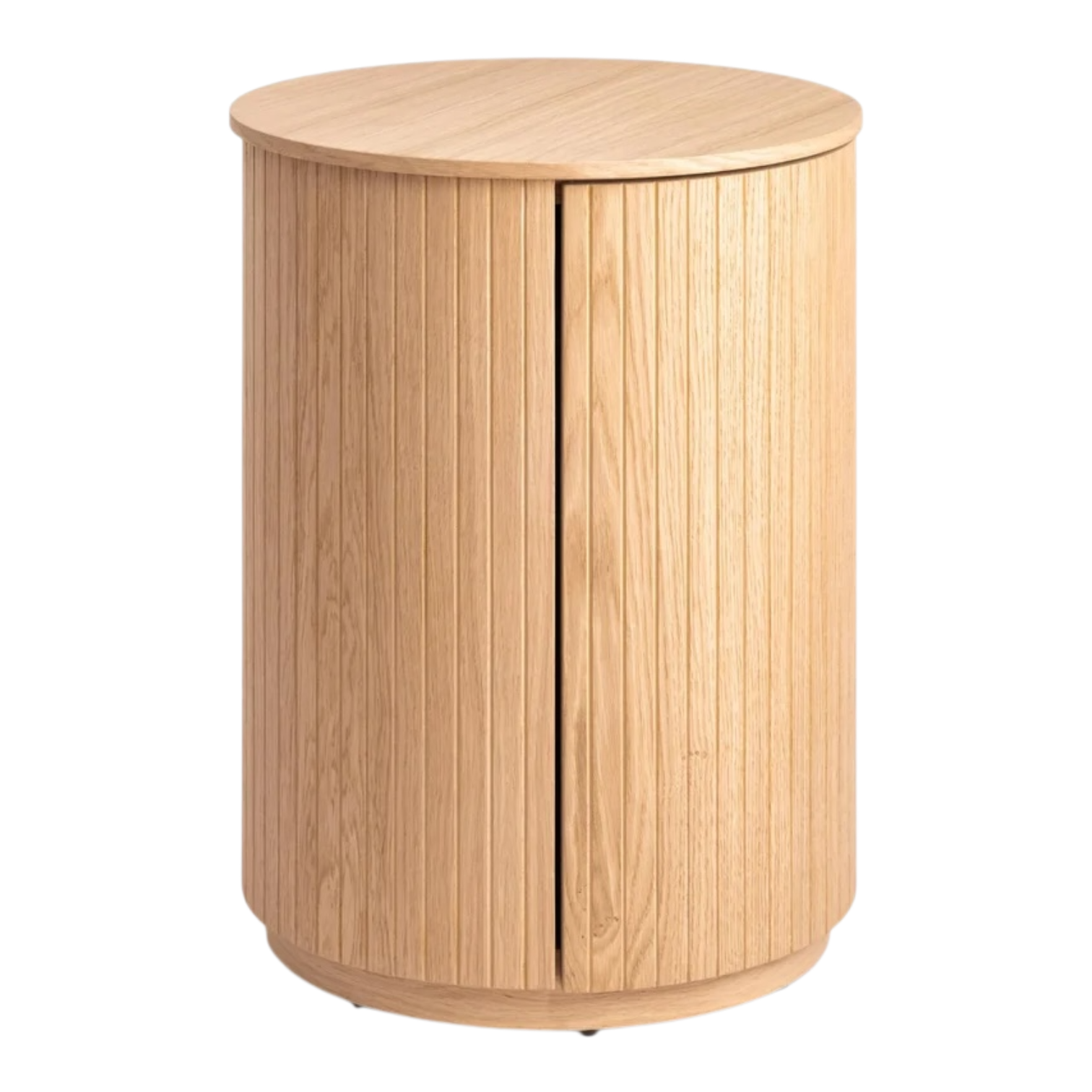 Malmo Round Side Table with Door – Natural Oak