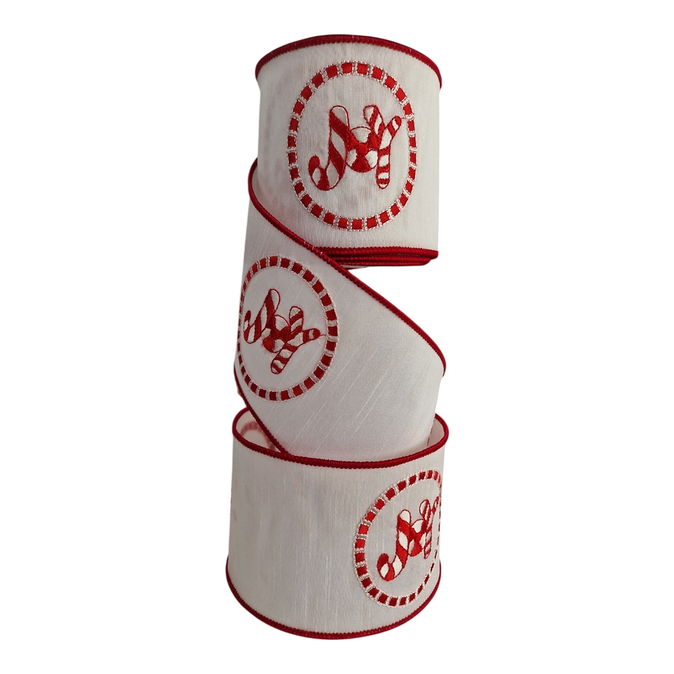 Thumbnail: JOY Embroidery Ribbon, Red / White, 4" 10M