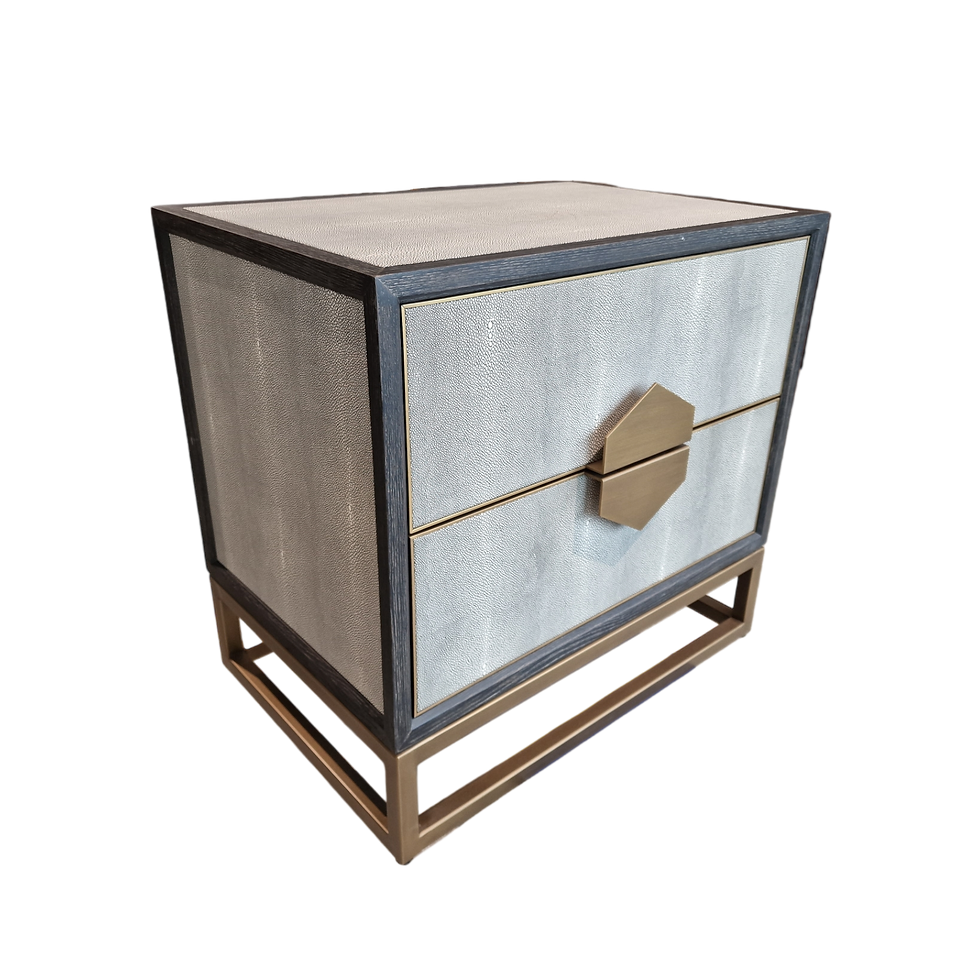 Thumbnail: Jorge 2 Drawer Side Table Shagreen / Black / Brass