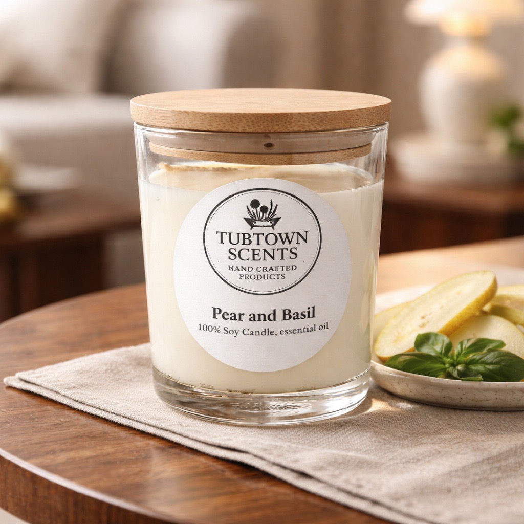 Pear and Basil Soy Candle 8 oz