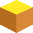 Brown cube with yelow top