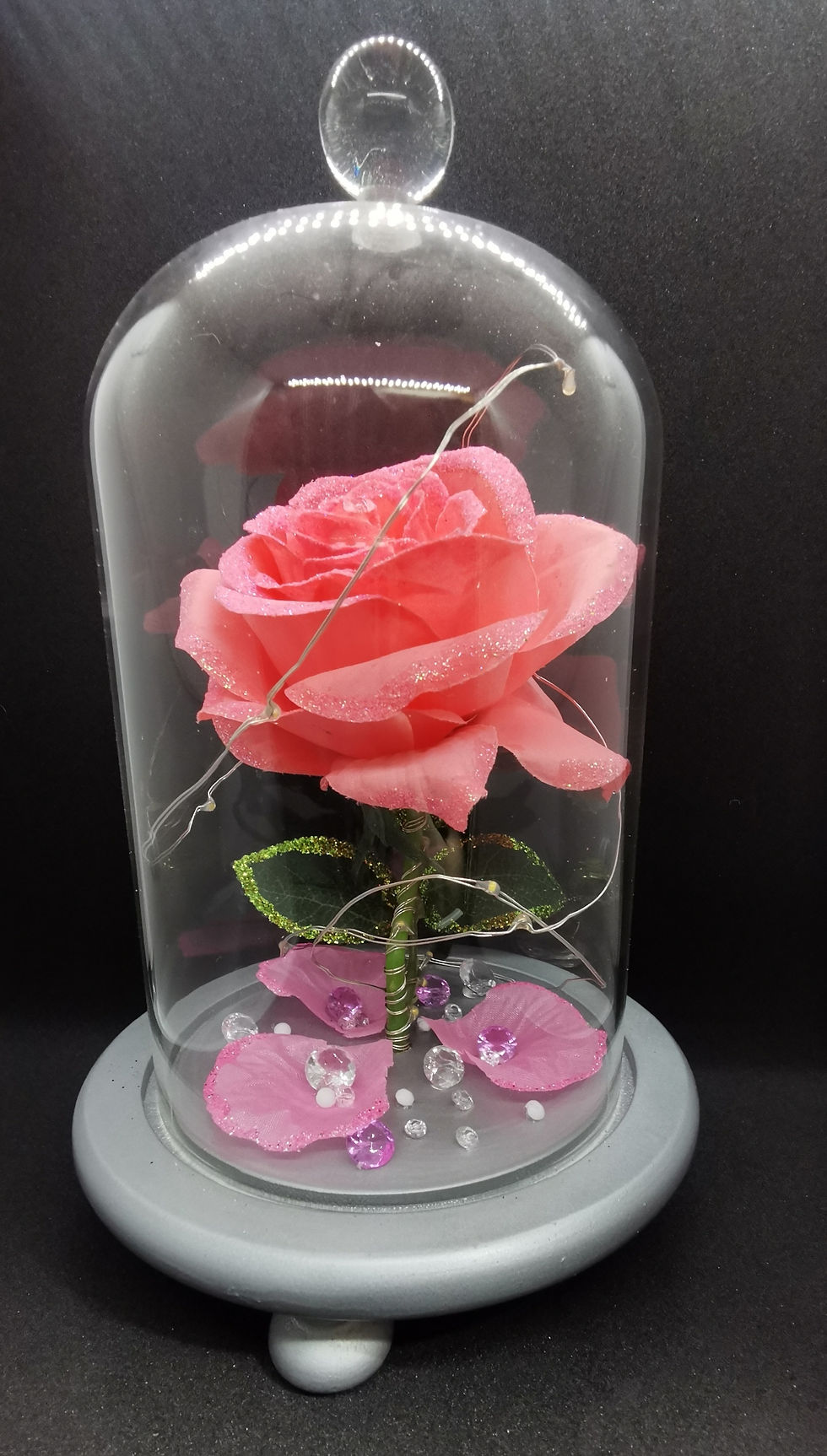 Thumbnail: Rose in a Bell Jar LED Lamp