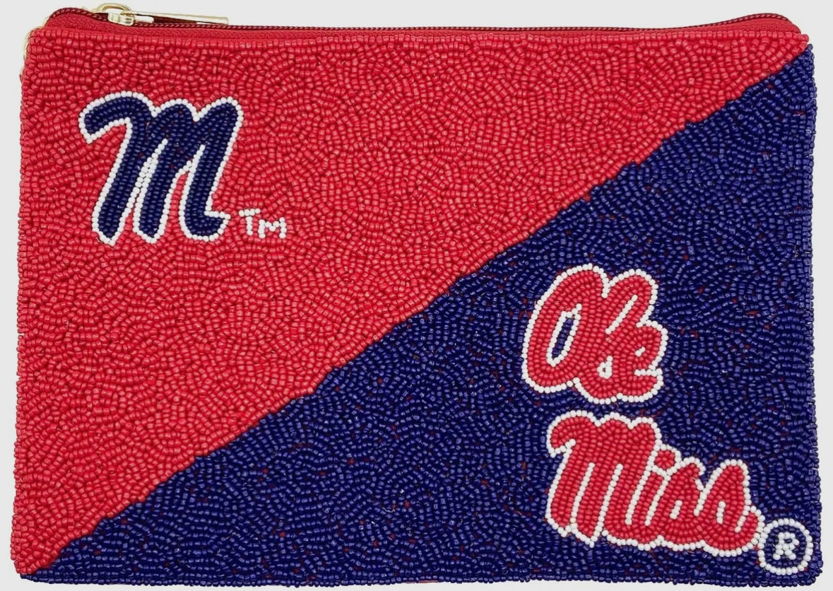 Ole Miss Blue/ Red Zipper Crossbody 