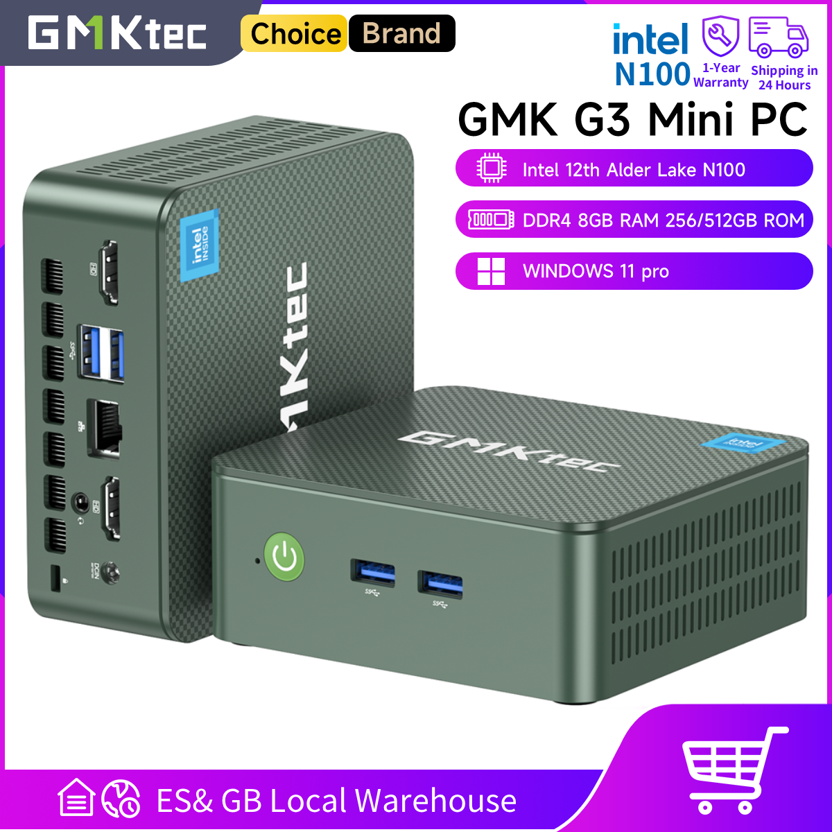 GMKtec G3 Mini PC Intel Alder Lake N100 Windows 11 Pro Desktop Computer 8/16GB R