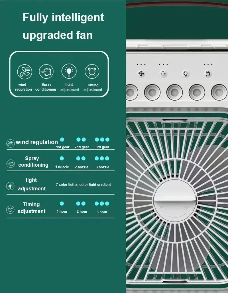 Thumbnail: Portable Humidifier Fan Air Conditioners USB Electric Fan LED Night Light Water 