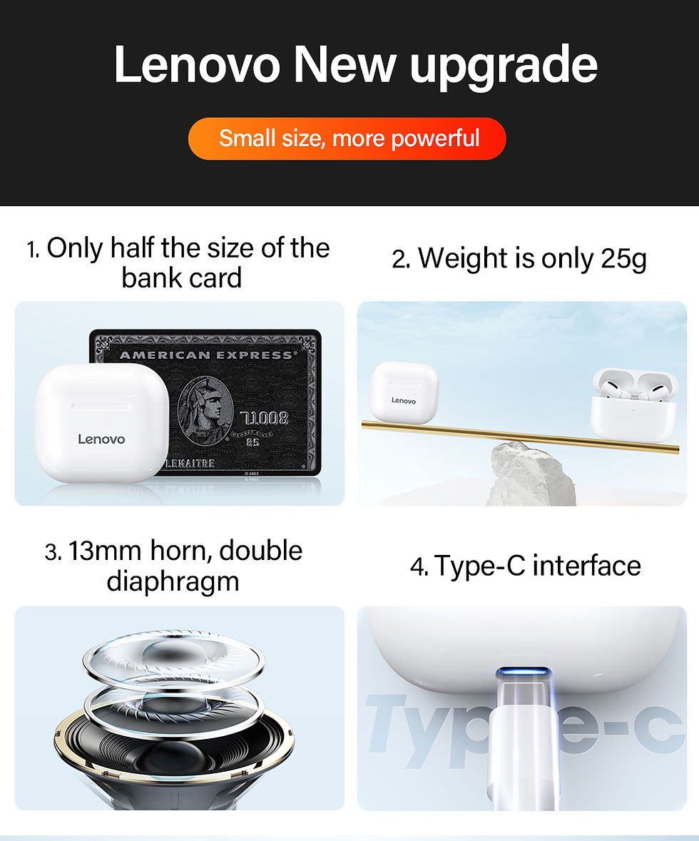 Thumbnail: Original Lenovo LP40 wireless headphones TWS Bluetooth Earphones Touch Control