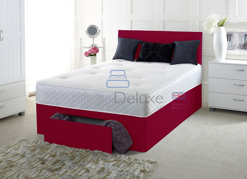 Thumbnail: Faux Leather Divan Bed Set with Memory Sprung Mattress and Plain Headboard