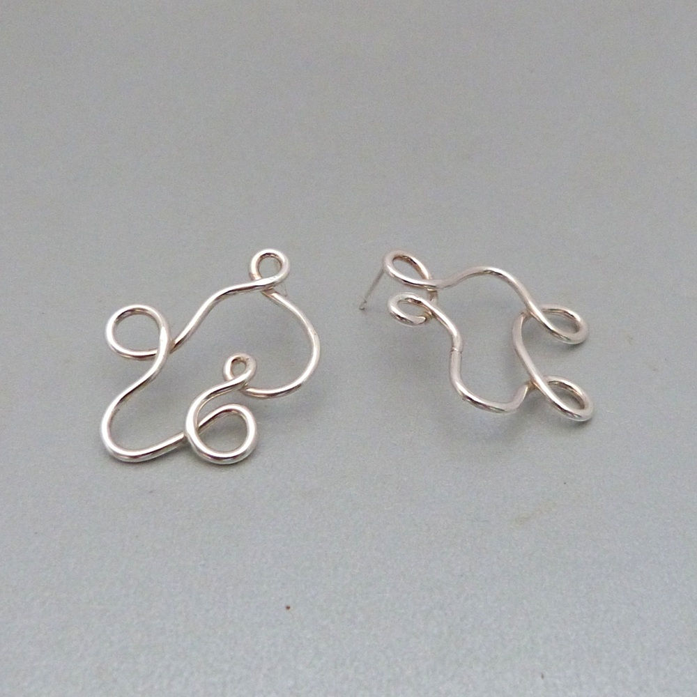 Silver Loopy Abstract Stud Earrings