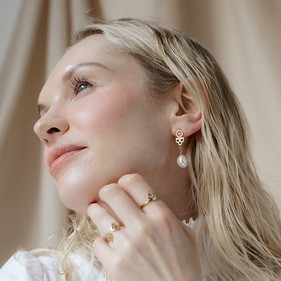 Thumbnail: Gold & Pearl Sienna Drop Earrings