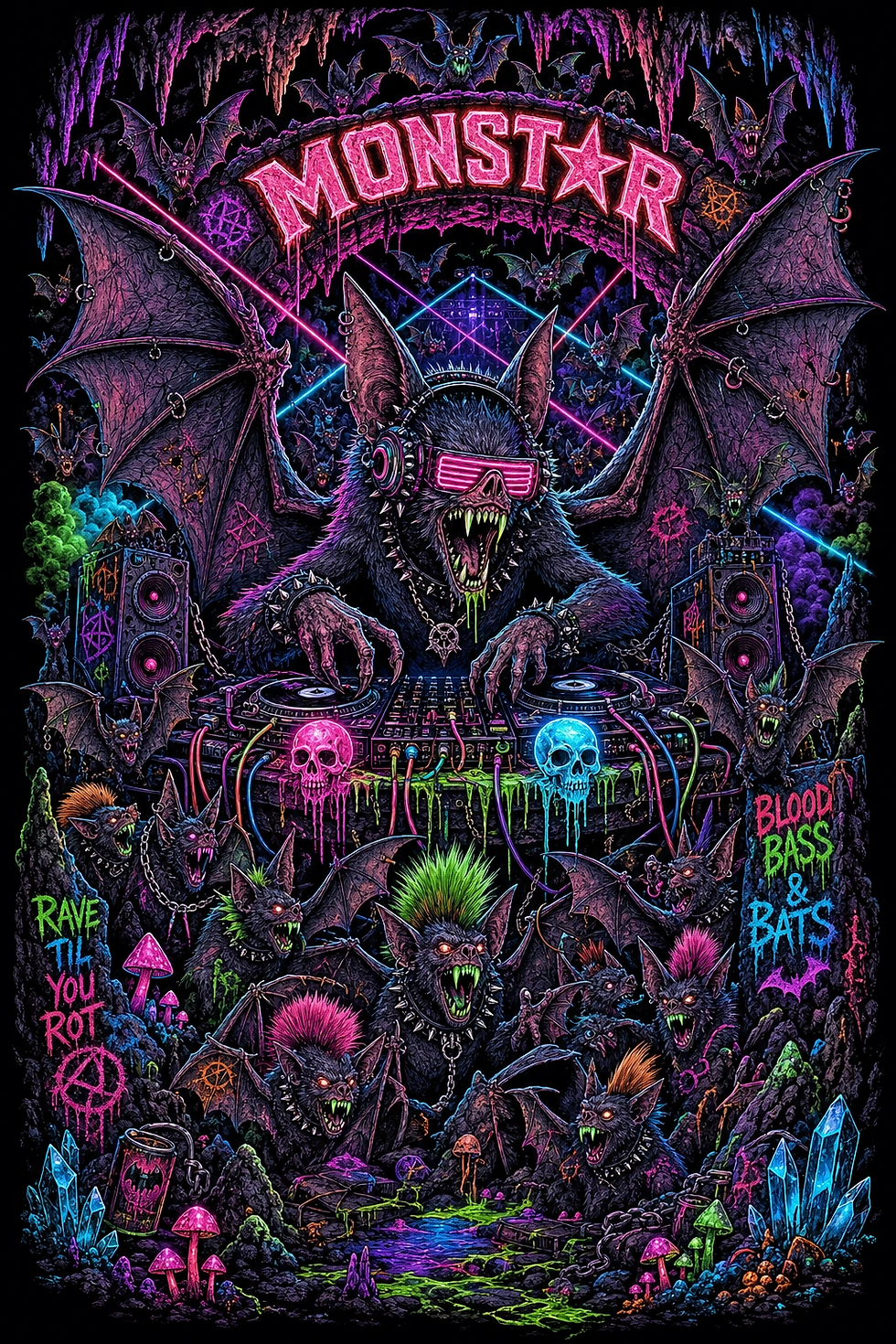 Thumbnail: Neon Cave Freaks Tee B