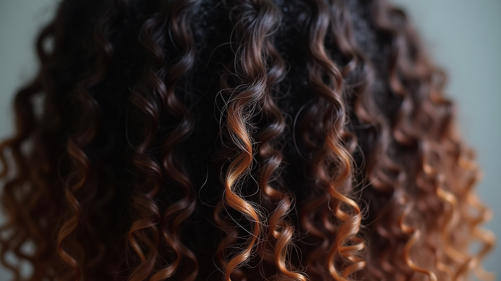Close-up view of natural curly hair strands with defined curls