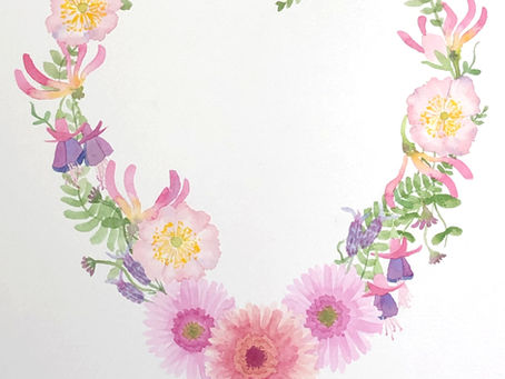 summer flowers painted in watercolour