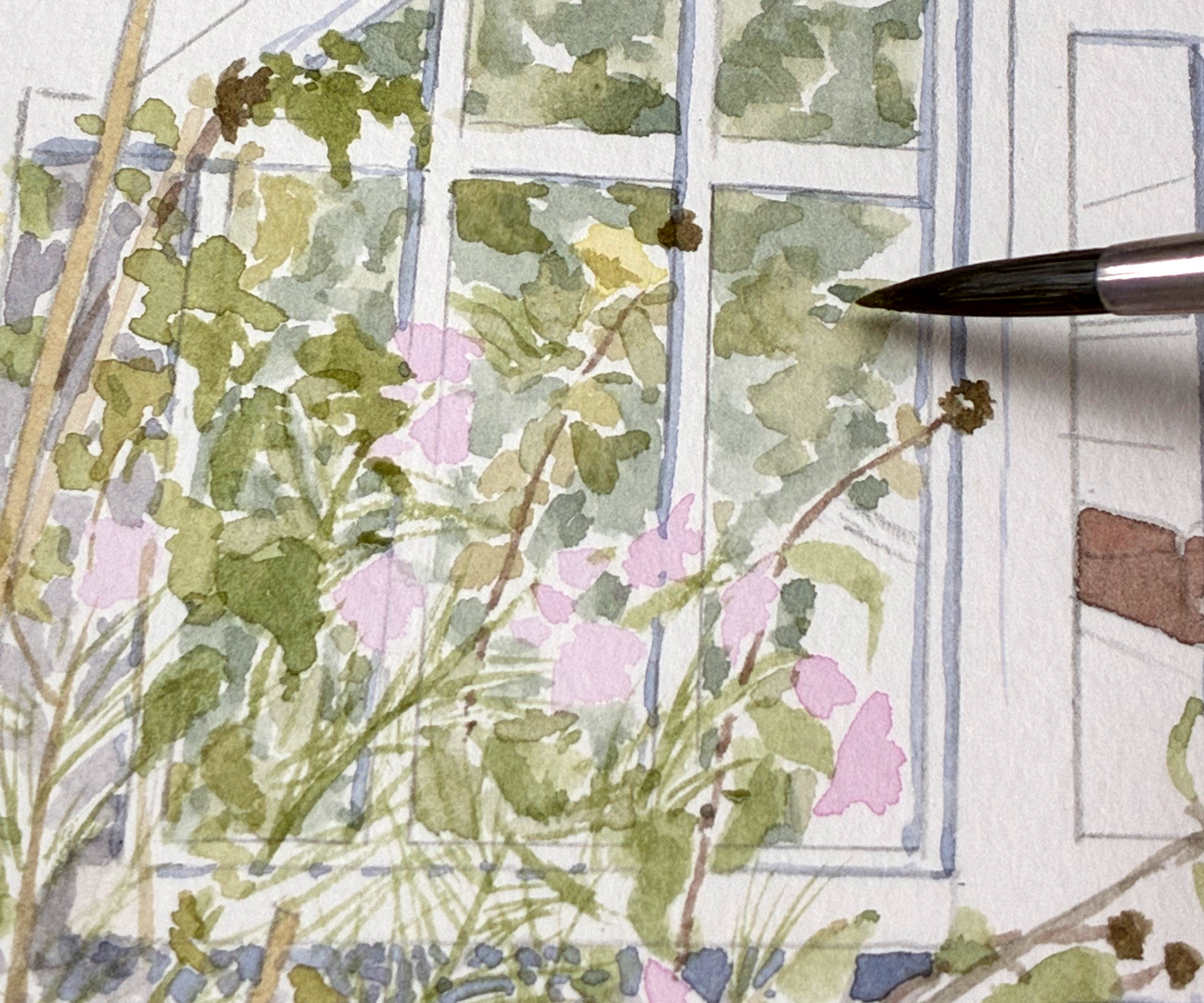 watercolour painting showing the direct brush technique