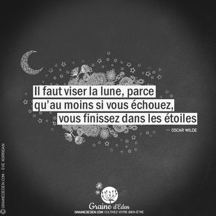 Il faut viser la lune, parce qu'au moins....