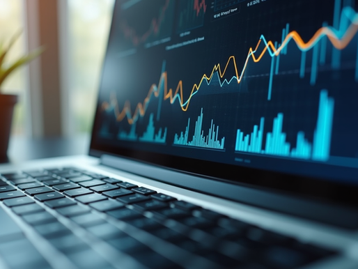 Analyzing digital marketing performance on a laptop