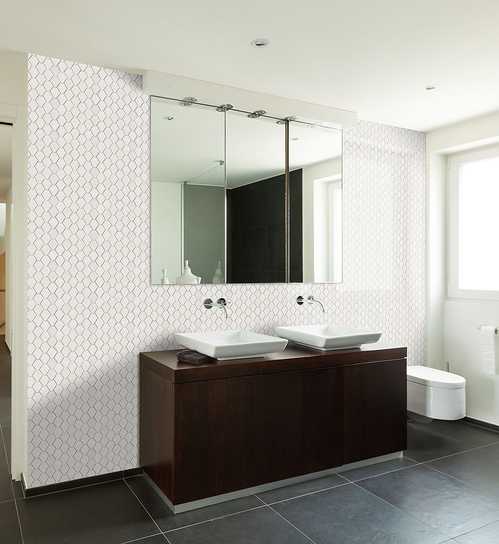 Thumbnail: Rain Drop Crystal White Honed Marble Waterjet Mosaic Tile
