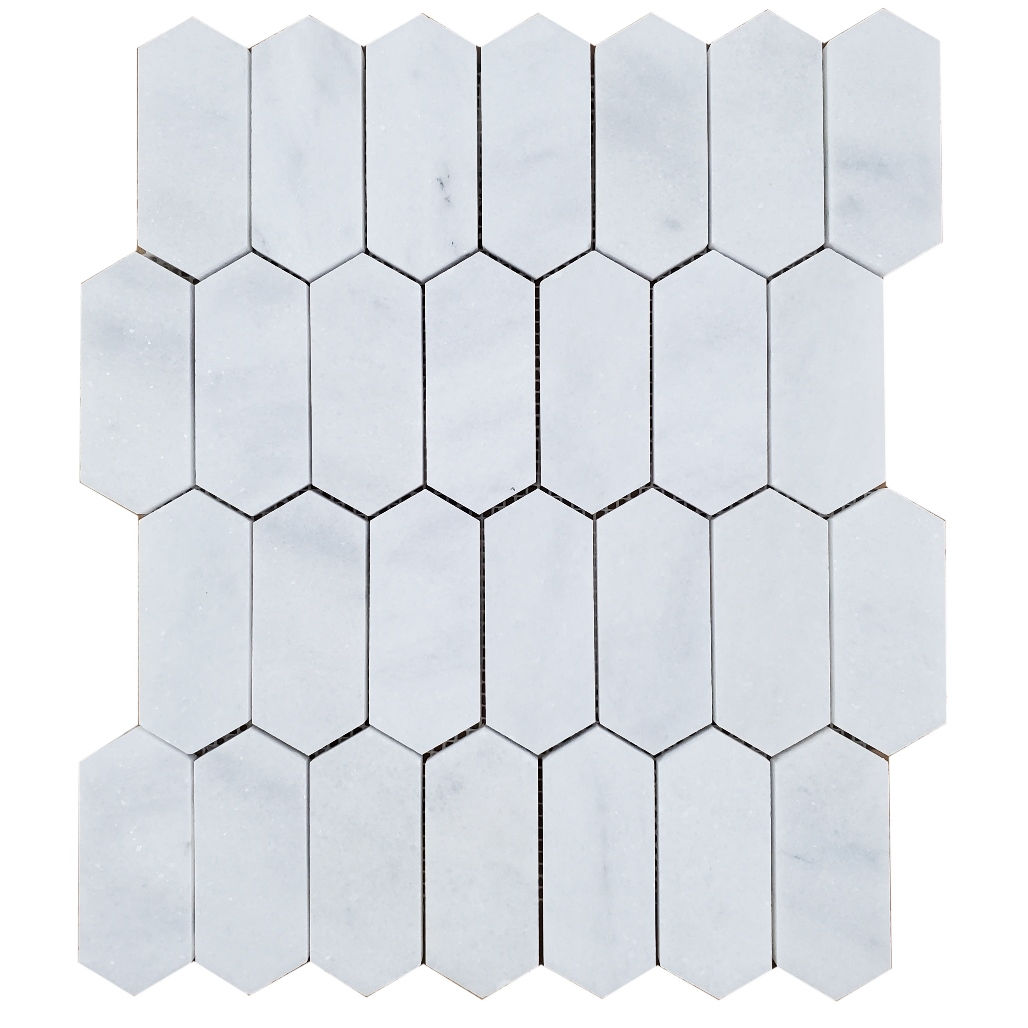 Mini Picket Crystal White Honed Marble Mosaic Tile