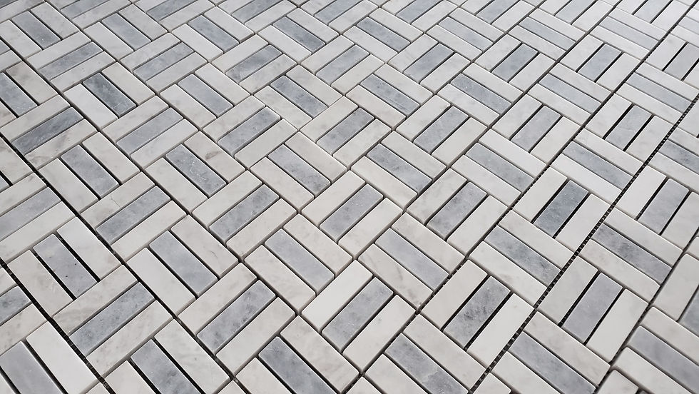 Thumbnail: Trio Carrara & Tahoe Honed Marble Mosaic Tile