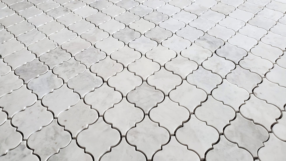 Thumbnail: Arabesque Carrara Polished Marble Waterjet Mosaic Tile