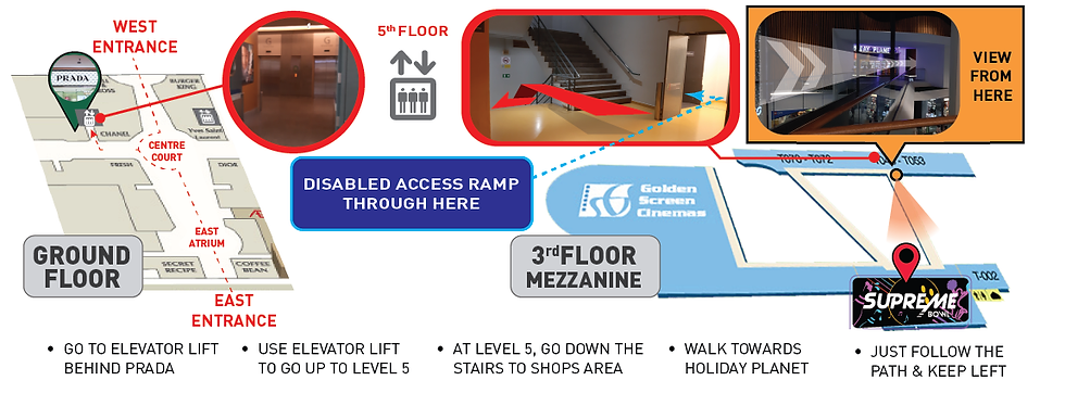 Divert Access: South/Centre Court Elevator Lift, Ground Floor