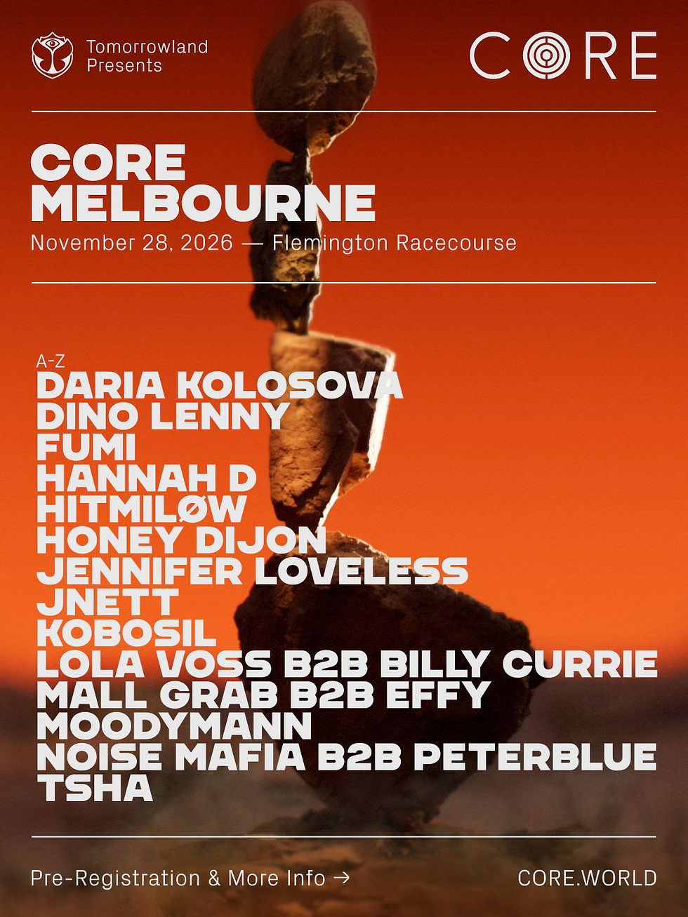 Tickets on sale now for CORE's Australian debut in Melbourne, featuring homegrown and international talent