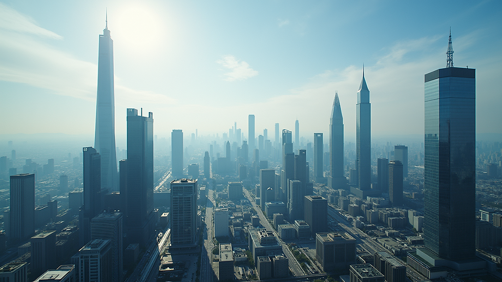Wide angle view of the high-tech GIFT City skyline