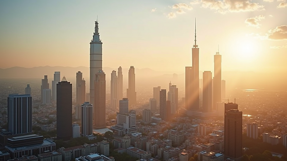 Wide angle view of the GIFT City skyline