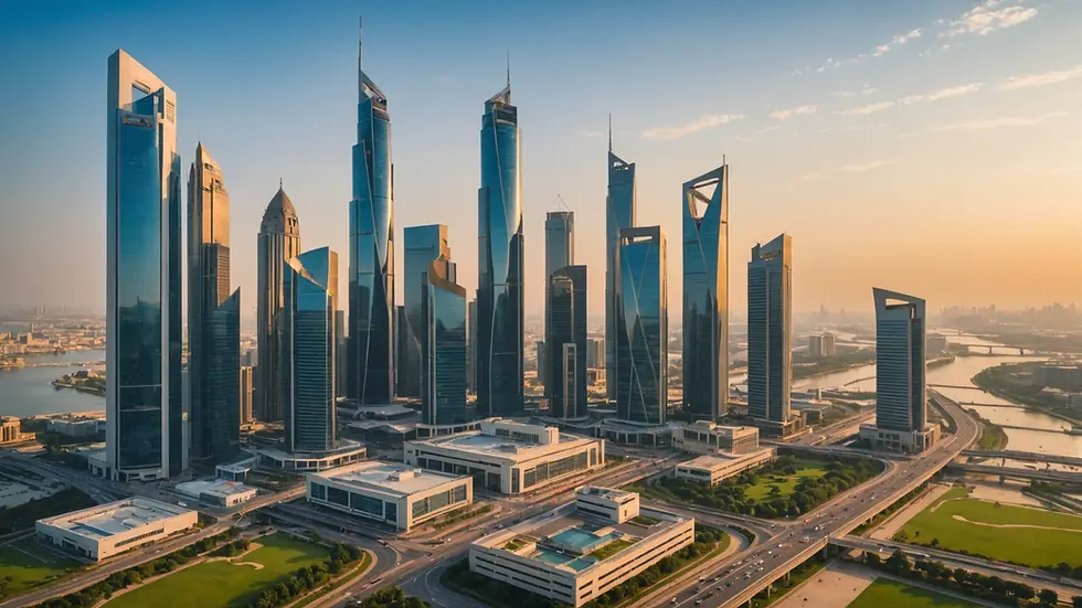 Eye-level view of the GIFT City skyline showcasing modern financial infrastructure