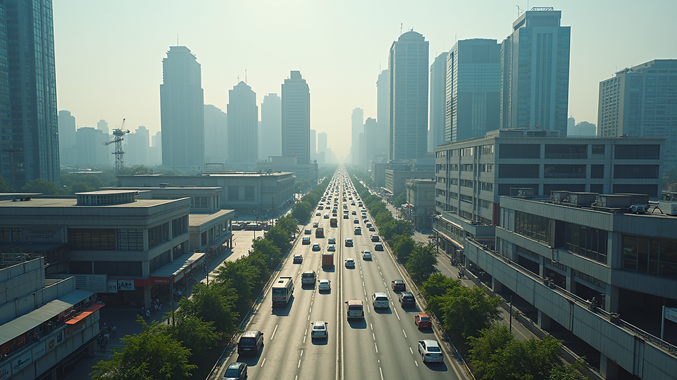 High angle view of a bustling special economic zone