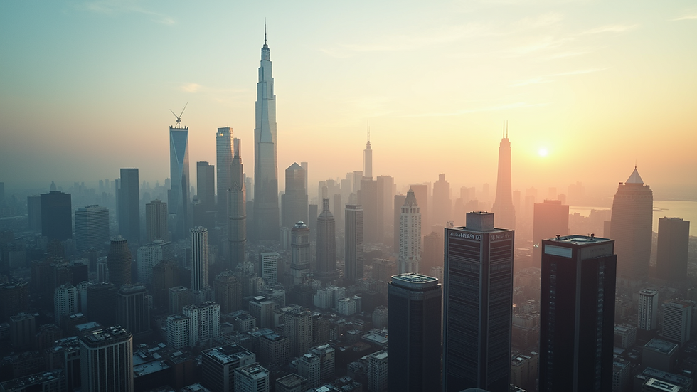 High angle view of a modern city skyline