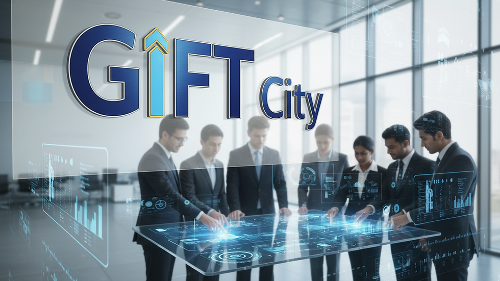 Close-up view of GIFT City financial district signage