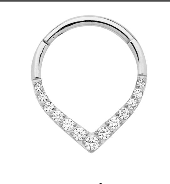 Thumbnail: Tear drop hinged ring lined with cubic zirconias