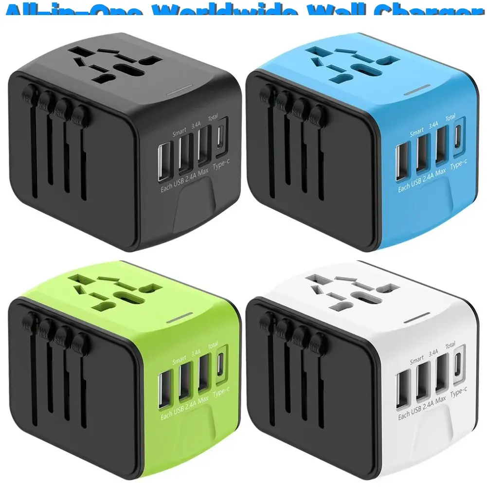 Universal Travel Adapter 100V-250V AC AC Power Plug Adapter 3 USB and 1 Type C P
