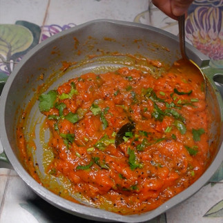 cooking gujarati tomato soup in an our place pan