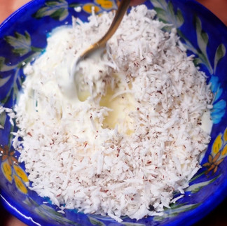 greek yogurt and fresh grated coconut