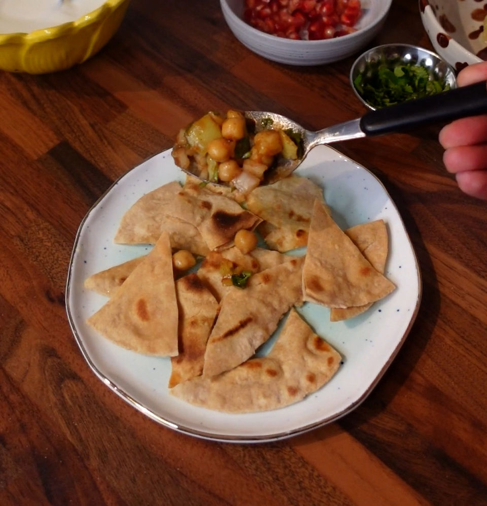 assembling chapati roti chaat