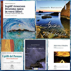 Collage fotografico delle cover dei libri di Emanuele Marcuccio