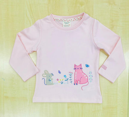 Girls full T-shirt with appliqué and embroidery detail