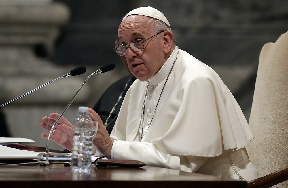 Pope Francis speaks with the dioceses of Rome in May, 2019. (AP Photo/Alessandra Tarantino)