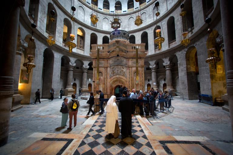 The Edicule, which houses the supposed tomb of Jesus in the Church of the Holy Sepulchre
