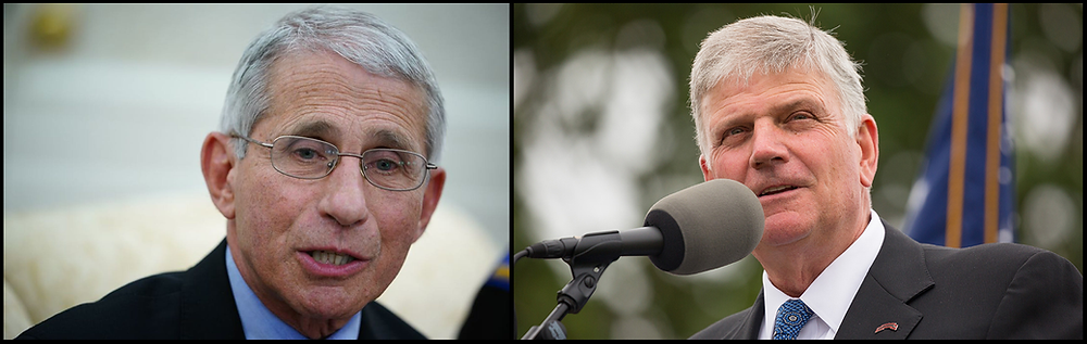 Dr. Anthony Fauci (left) and Franklin Graham (right).