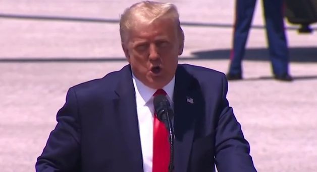 President Donald Trump speaking at the Cleveland Airport on Thursday, 8/6/20. (Source: The Hill)