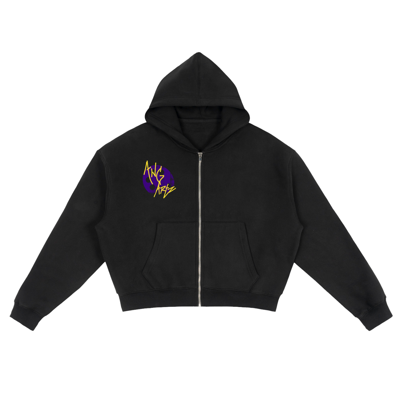AngArtz Wear "Art Speaks Louder 90s vibe" Fleece Zip-Up Boxy Hoodie