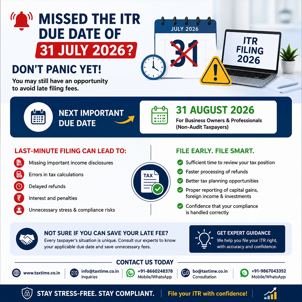 šØ Missed the ITR Due Date of 31 July 2026? Don't Panic Yet!