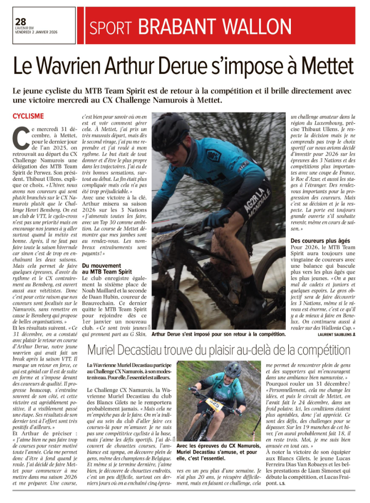 Article L'Avenir BW 02/01/206