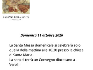 Comunicazione su Messa 11 ottobre