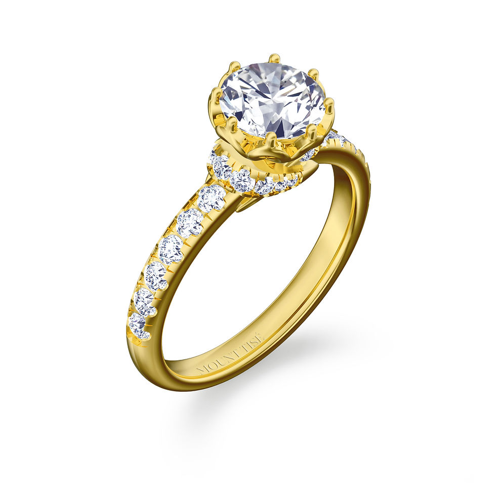Thumbnail: Fleur de Rêve Graceful Floral Pave Shank Engagement Diamond Ring YG